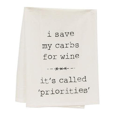 I Save My Carbs For Wine Dish Towel - The Fox Decor